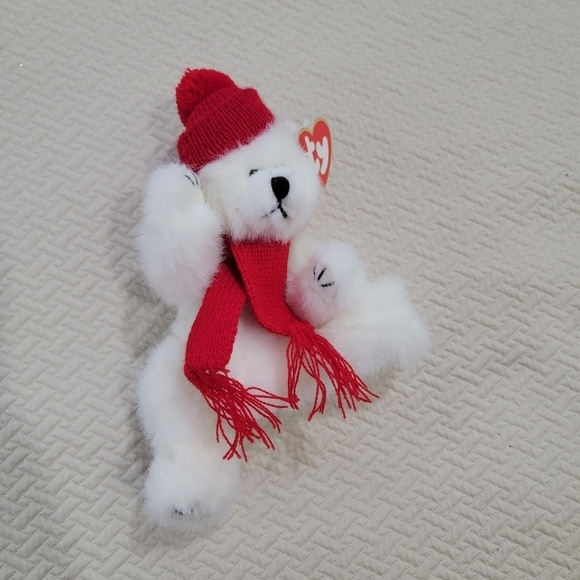 NEW Vintage TY Peppermint Polar Bear Winter Hat and Scarf - Picture 12 of 16